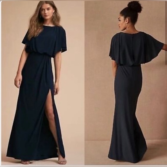 BHLDN Dresses & Skirts - BHLDN Black Maxi Dress with Cape Sleeves